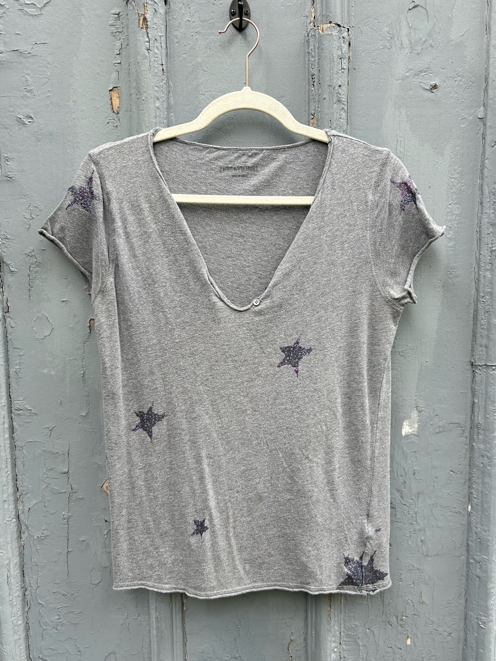 Zadig & Voltaire Grey Star Tee, size Small